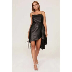 Osman Yousefzada Collective Faux Leather Strapless Ruffle Mini Dress Size 6